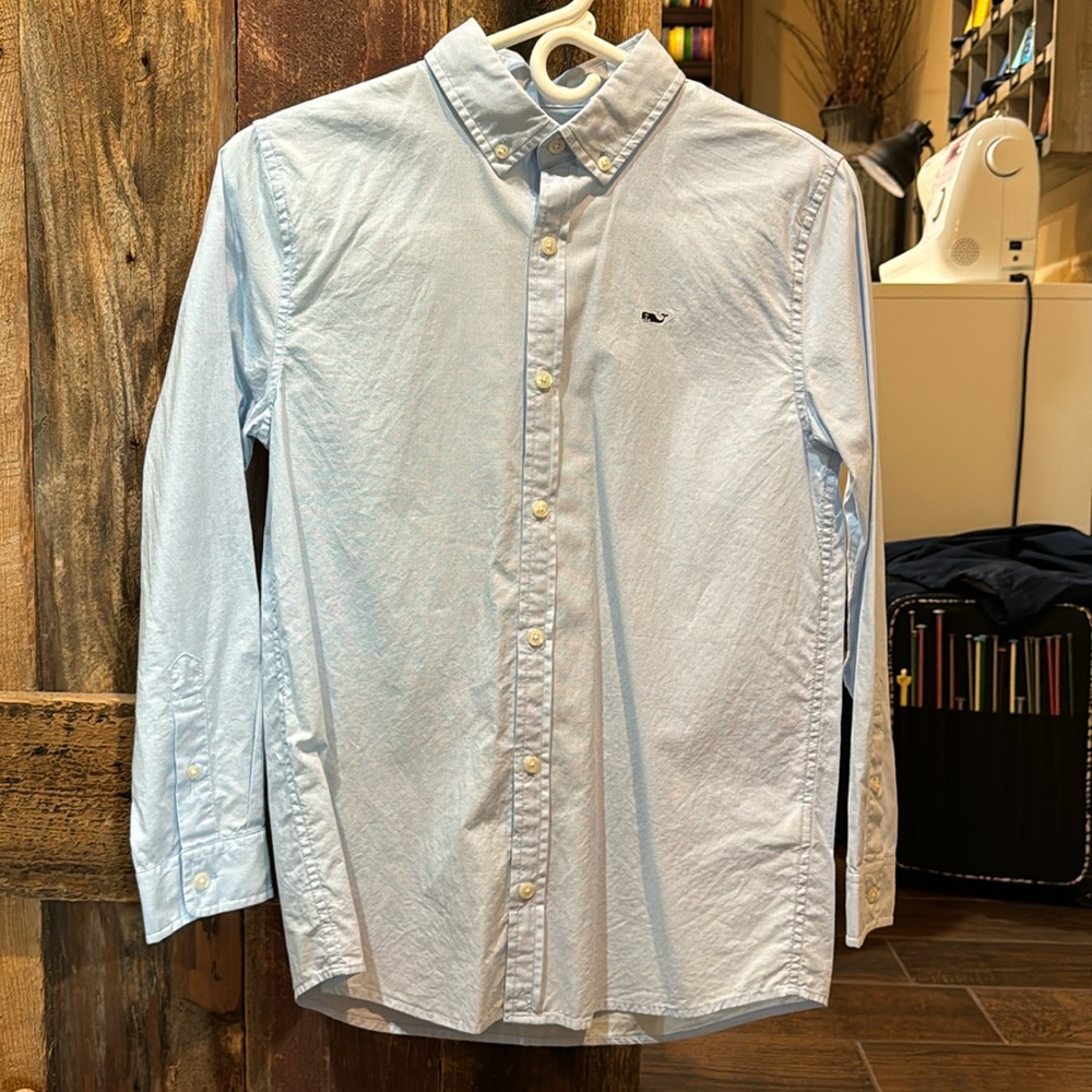 Boy’s Vineyard Vines Blue Poplin Button Down Top Youth Medium 12-14